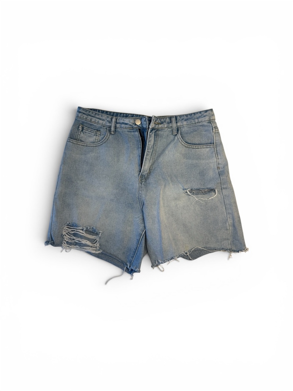 SHEIN Light Blue Distressed High-Rise Jean Shorts